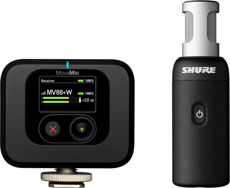 Shure - MoveMic 88+ Wireless Microphone Receiver Kit - Professional Stereo Mic for Film, Field Recording & Interviews - Black