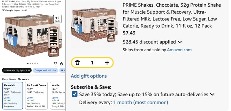 $33 PRIME PROTEIN SHAKES DROPPING TO $4-$7 ON AMAZON