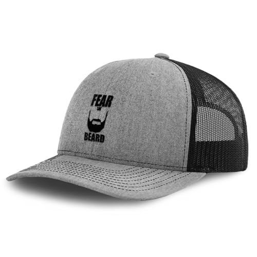Richardson Trucker Hat Fear The Beard Embroidery Polyester Baseball Cap Snapback Heather Grey Black Design Only