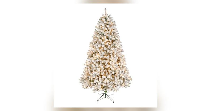 52% OFF 7.5 FT PRE-LIT FLOCKED CHRISTMAS TREE