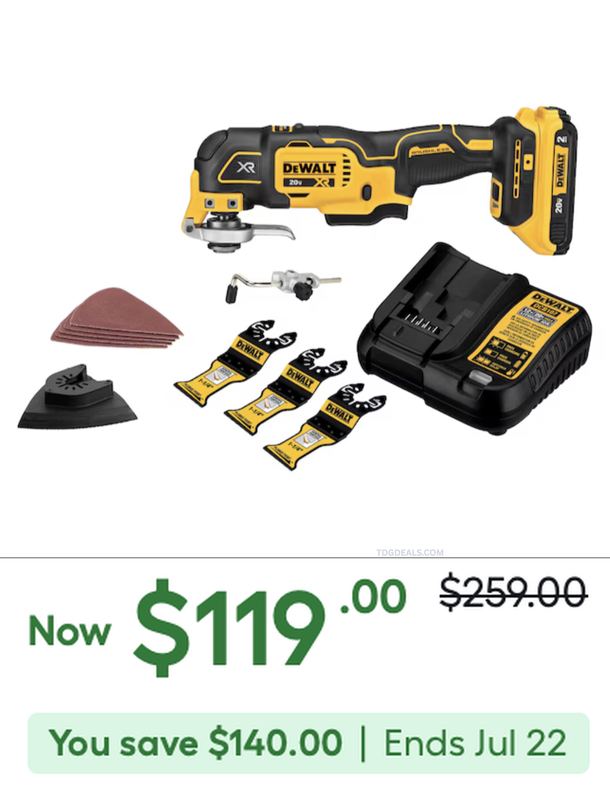 $119.00 DEWALT XR OSCILLATING MULTI-TOOL KIT