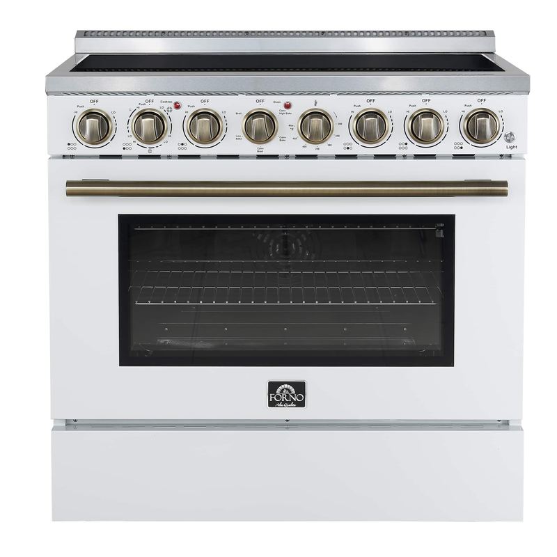 Forno Appliances - 36 in. Wide 6 Elements Paolo 5.44 Cu. Ft. Freestanding Electric True Convection Range with Warming Zone - White