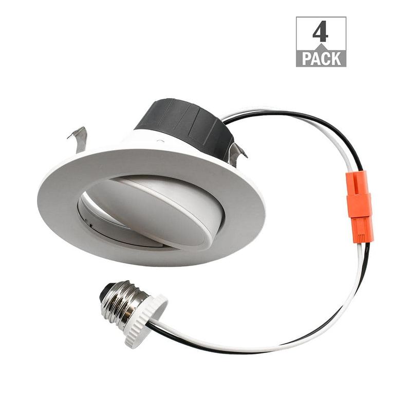 ETI LIGHTING - Altair 4 in. Retrofit Gimbal Downlight Integrated LED Recessed Light Trim Adjustable CCT 120 Volt Dimmable (4-Pack)