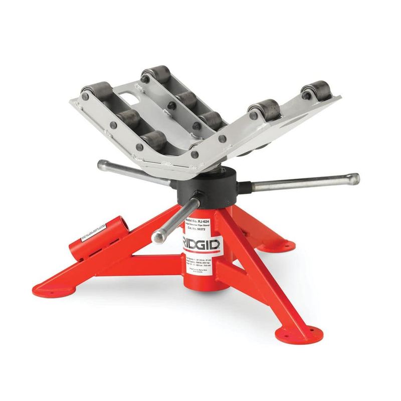 RIDGID - Model RJ624 16 in.-31 in. Pipe Capacity Adjustable Vertical Height Pipe Stand with Heavy-Duty Rollers