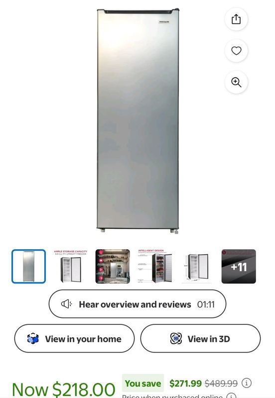 Upright freezer $218 reg $489