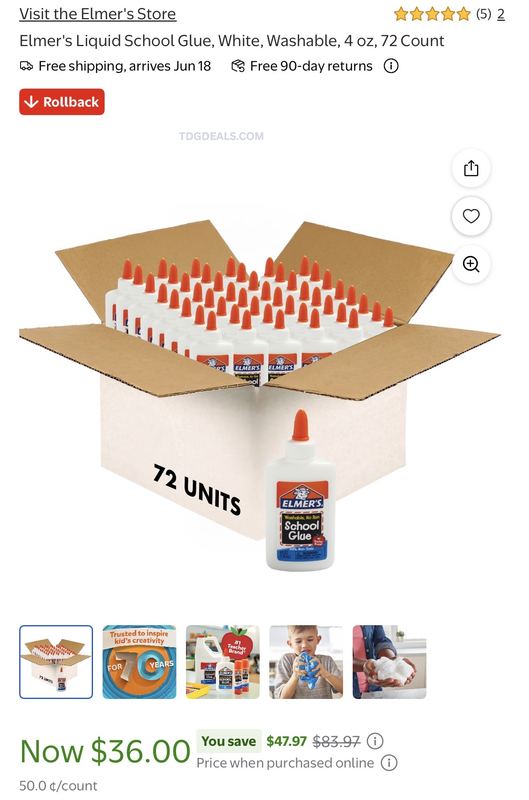 🖍️ ELMER’S SCHOOL GLUE 72-PACK ONLY $36 🚨
