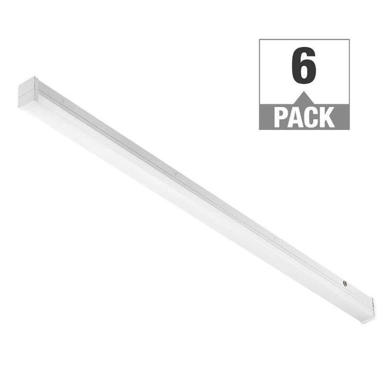 ETI LIGHTING - 6-Pack 4 ft. 33-Watt Integrated LED White Strip Light Fixture Built-in Battery-Back Up Daylight 5000K 4900LM 120-277V