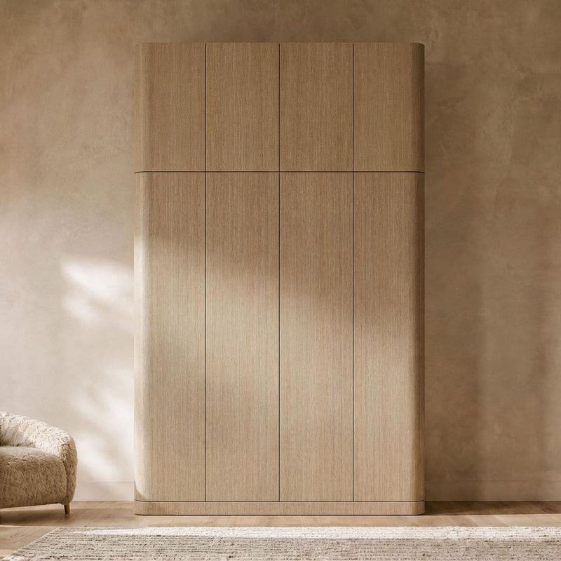 Homsee - Brown 100.79 in. Accent Cabinet Office Storage Cabinet with Bookcase, Garage Cabinet, Display Cabinet, Bedroom Armoires