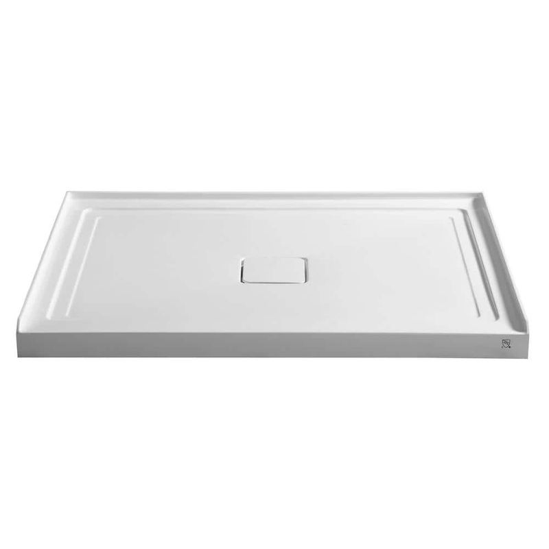 ANZZI - Fissure Base Series 48 in. L x 36 in. W Alcove Shower Shower Pan Base with Center Drain in Glossy White Marine Acrylic