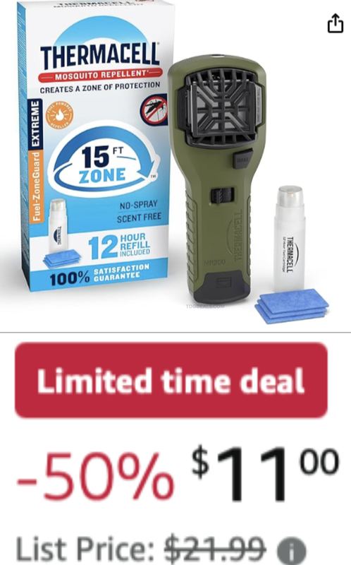 $11 THERMACELL PORTABLE MOSQUITO REPELLER