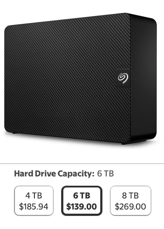 SEAGATE 6TB HARD DRIVE NOW $139 (LOW STOCK)