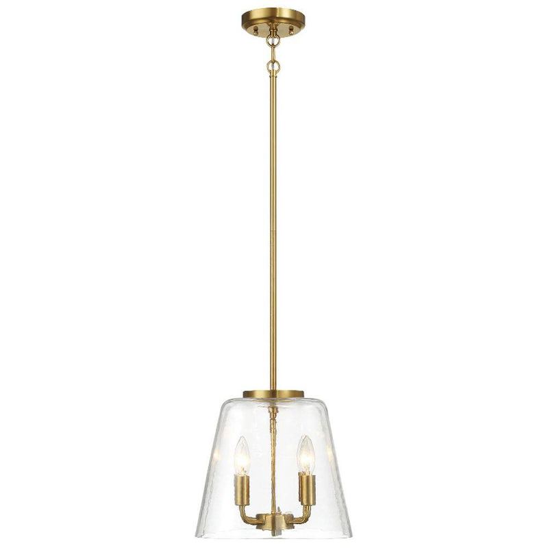 TOBILI - 1-Light Gold Swag, Shaded, Candle Pendant Light with Clear Glass Shade, No Bulbs Included