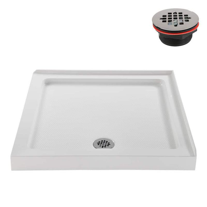 Streamline - NT-456-322-RH 32 in. L x 32 in. W Corner Acrylic Shower Pan Base, Glossy White with Right Drain, ABS Drain Included