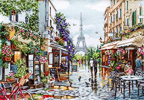AllAboutEmbroideryUA Counted Cross Stitch kit Blooming Paris Luca-s B2365 Size: 47x34 cm / 18.5"x13.33" Cityscape Needlepoint Embroidery xstitch DIY kit