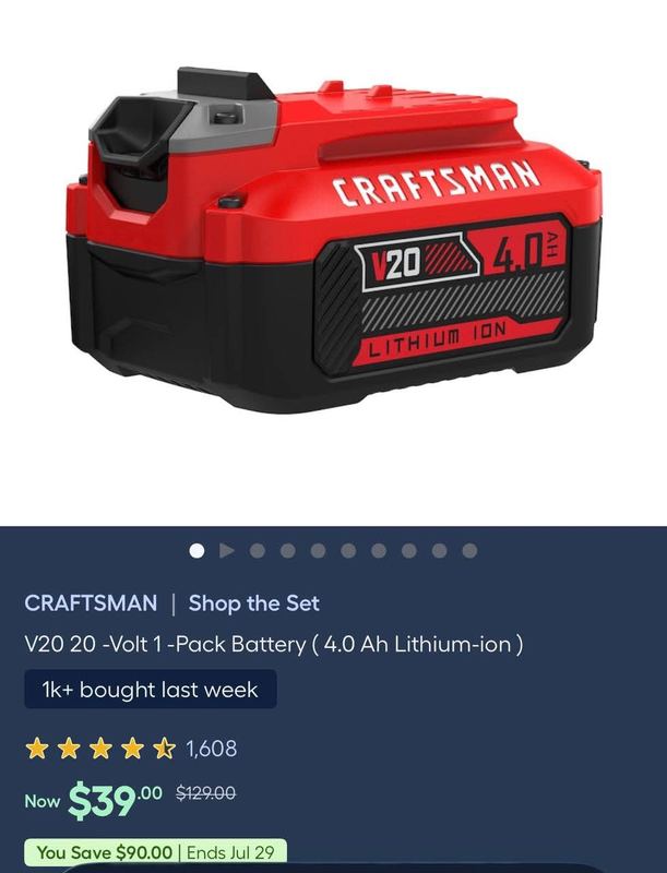 Craftsman battery $39! Available for me!