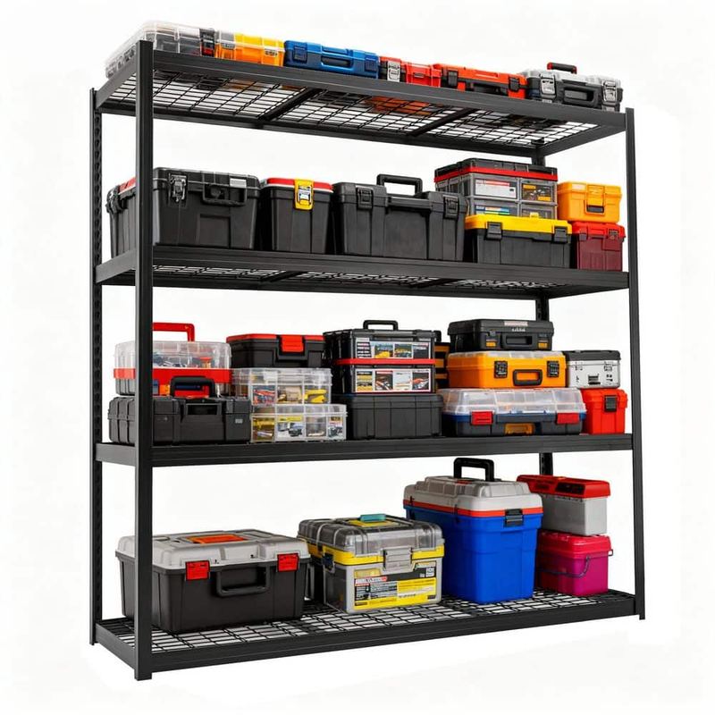 Huluwat - 4-Tiers Heavy Duty Metal Adjustable Garage Storage Shelving Unit in Black (70.8 in. W x 70.8 in. H x 23.6 in. D)