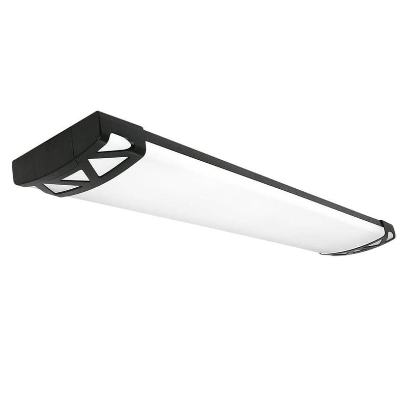 Commercial Electric - 4-Pack 4 ft. Matte Black Triangle End Caps 5250LM 75W Integrated LED Wraparound Light Adjustable CCT