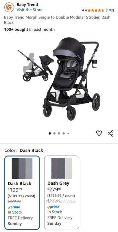 $279.99 BABY TREND MORPH SINGLE-TO-DOUBLE MODULAR STROLLER for $109.99