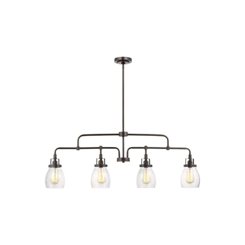 Generation Lighting - Belton 4-Light Bronze Island Hanging Pendant with Clear Seeded Glass Shades