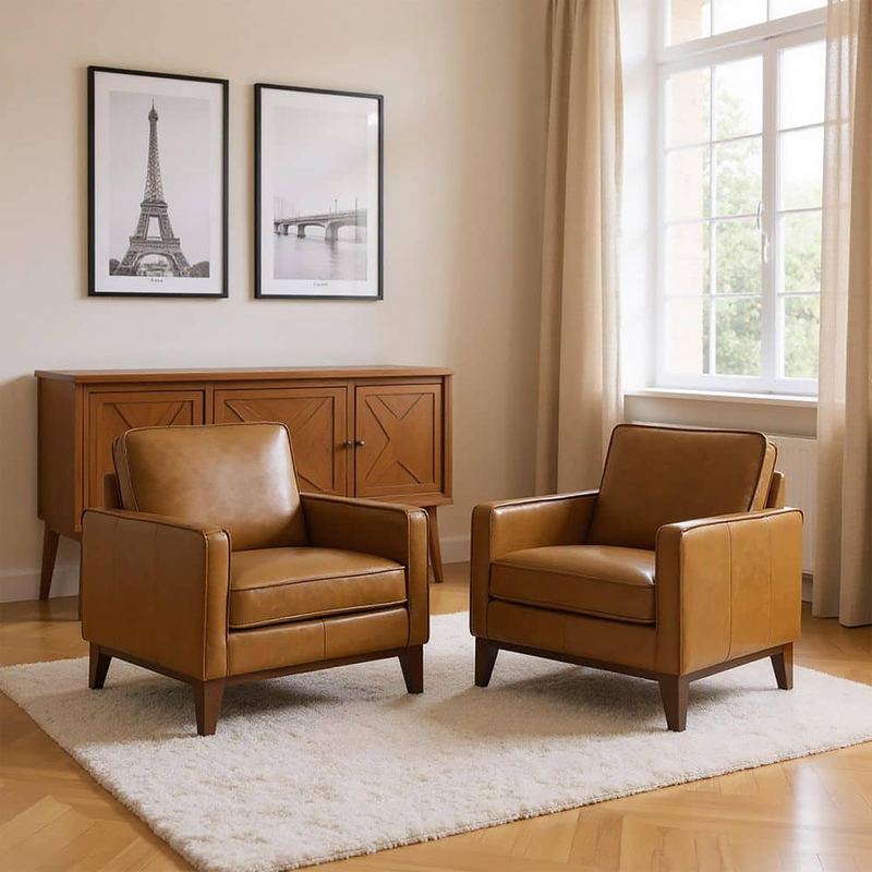 NEW CLASSIC HOME FURNISHINGS - New Classic Furniture Caspar Caramel Leather Armchair (Set of 2)
