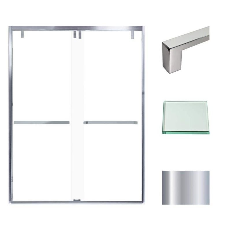 Transolid - Eden 60 in. W x 80 in. H Sliding Semi-Frameless Shower Door in Polished Chrome with Clear Glass
