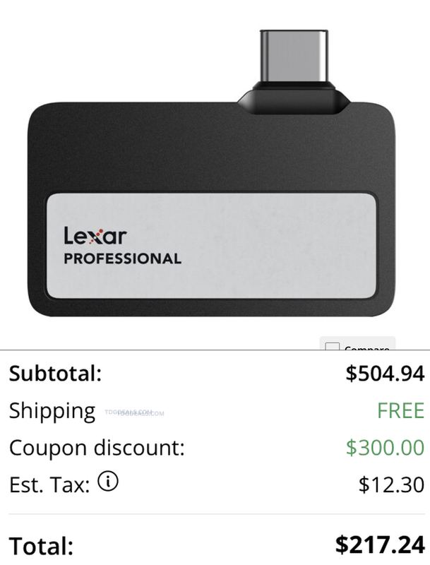 $479.99 LEXAR 2TB PORTABLE SSD FOR $204.94