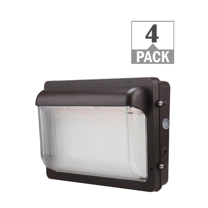 ETI LIGHTING - 400-Watt Equivalent Modern Slim Integrated LED Bronze Wall Pack Light Adjustable 9600-13800 Lumens and CCT (4-Pack)
