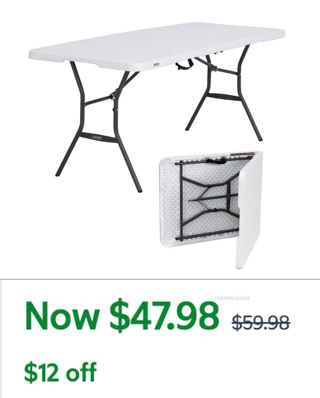 $47.98 LIFETIME 6-FOOT FOLD-IN-HALF TABLE