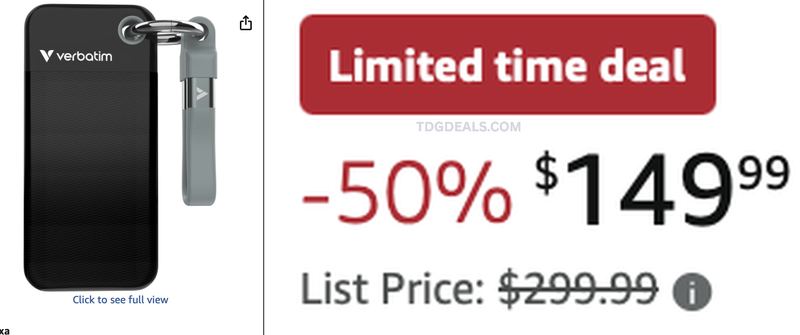 $299.99 VERBATIM POCKET 1TB SSD FOR $149.99