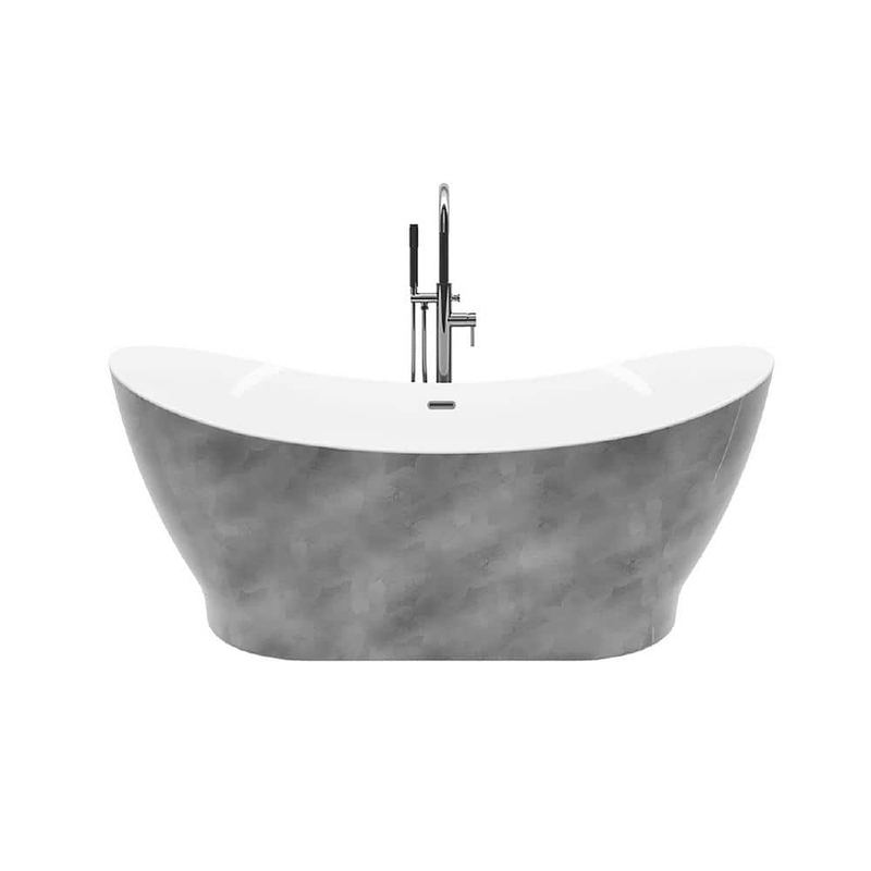 A&E - Ahri 66 in. Acrylic Free-Standing Flatbottom Non-Whirlpool Bathtub in Silver