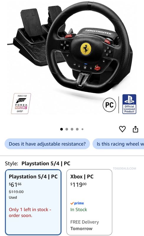 $51 Ferrari Racing Wheel & Pedal Set