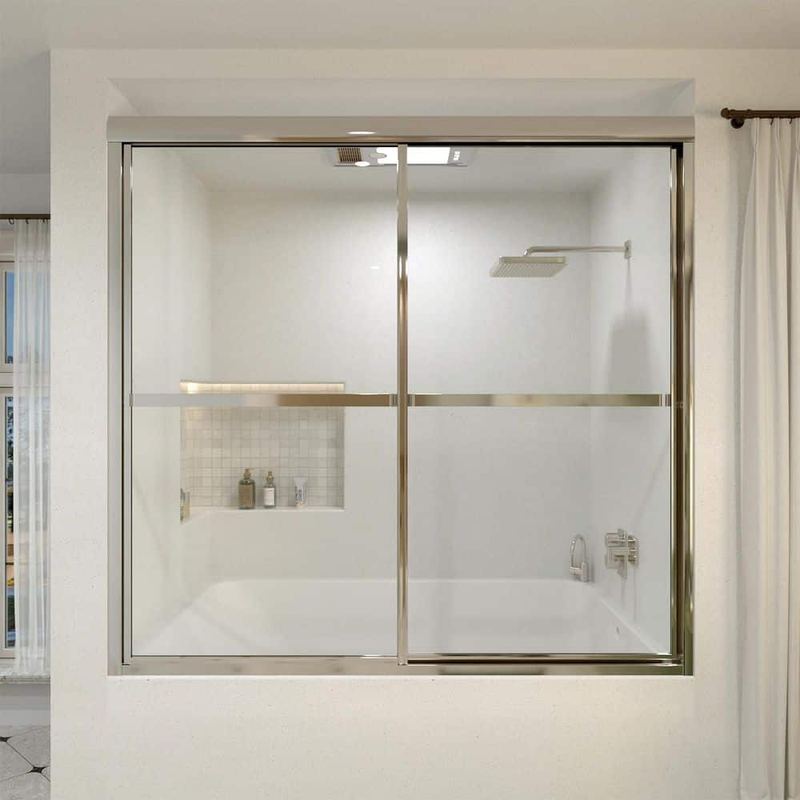 Hermitage Bath - Vetra 59 in. W x 56 in. H Sliding Framed Tub Door in Chrome Finish with Clear Glass