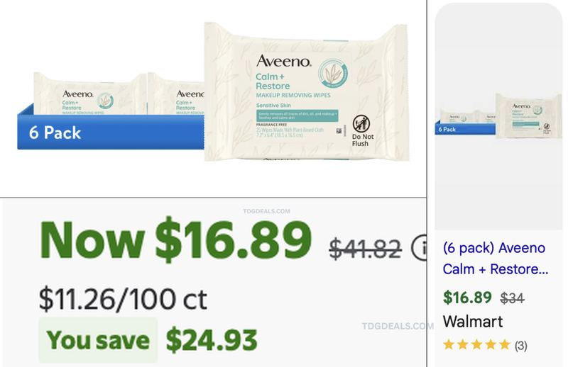 6-PACK AVEENO WIPES FOR $16.89 @ WALMART