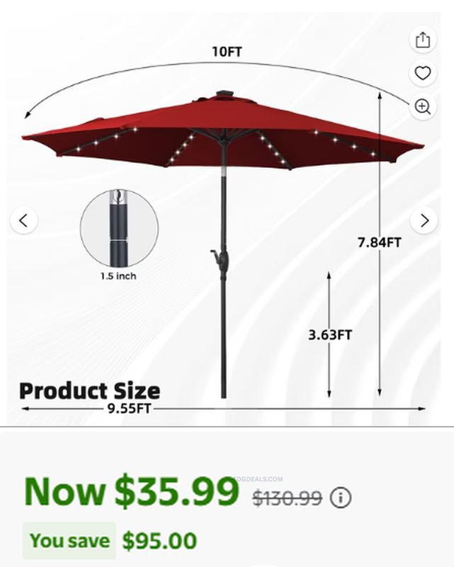PATIO UMBRELLA UNDER $36