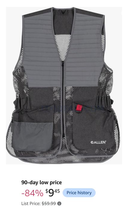 ALLEN SHOOTING VEST FOR $9.45