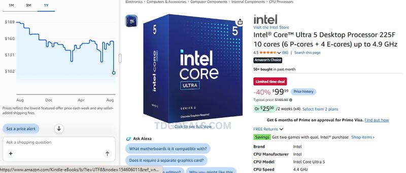 INTEL CORE ULTRA 5 PROCESSOR $99.99 💻