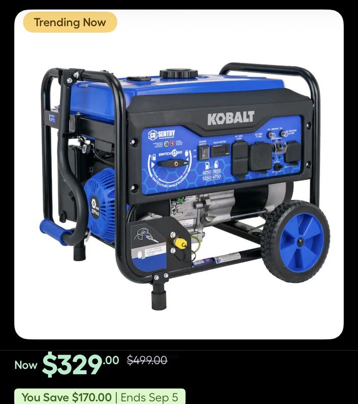$329 GENERATOR AT LOWES