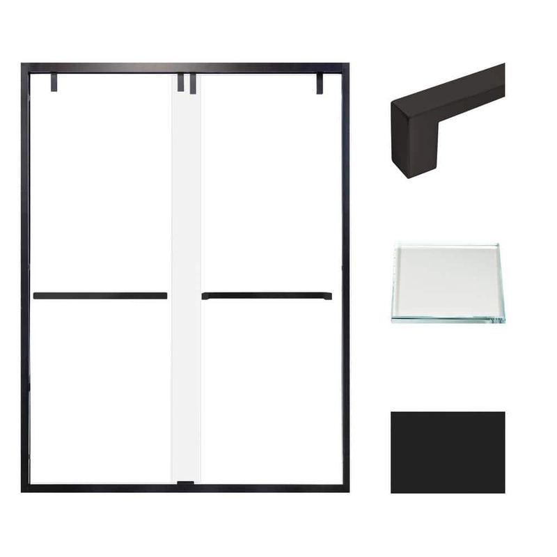 Transolid - Eden 60 in. W x 80 in. H Sliding Semi-Frameless Shower Door in Matte Black with Low Iron Glass