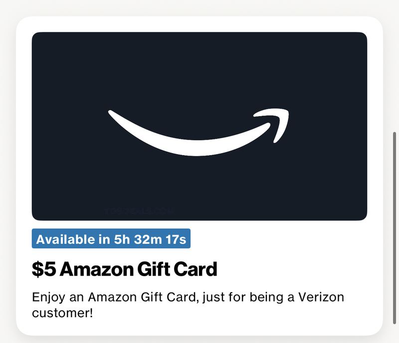 FREE $5 AMAZON GIFT CARD @ VERIZON - LATER