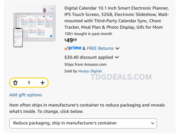 $50 10.1" Smart Electronic Digital Calendar
