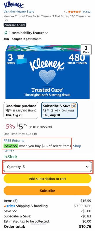 KLEENEX 9-PACK FOR $10