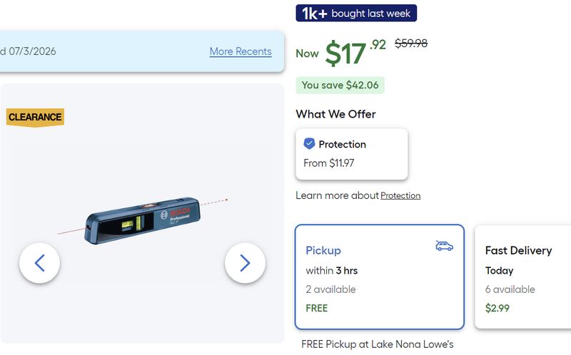 $59.98 - Bosch 16-ft Red Line generator Laser Level