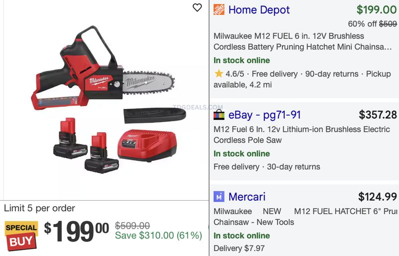 $199 MILWAUKEE M12 FUEL HATCHET @ HOME DEPOT
