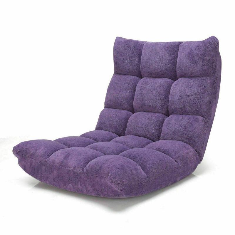 ANGELES HOME - 22 in. W Purple Flannel Sponge Fabric Back Adjustable Lazy Floor Gaming Chair