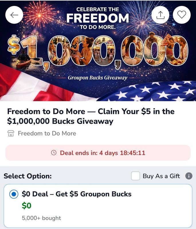 Freedom to Do More — Claim Your $5 in the $1,000,000 Bucks Giveaway