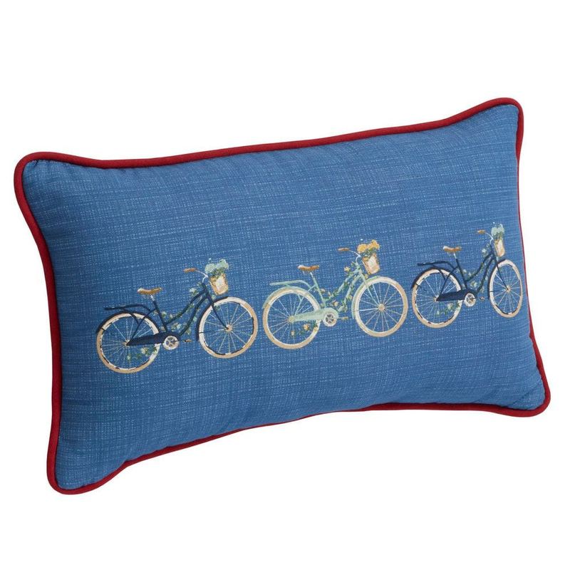 Hampton Bay - 20 in. x 12 in. Outdoor Patio Lumbar Pillow in Bike Trio