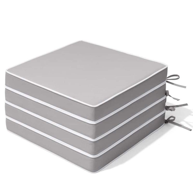 Pellebant - 17 in. x 17 in. 4-Piece Outdoor Chair Cushion Patio Seat Cushions Set of 4 for Furniture in Light Gray