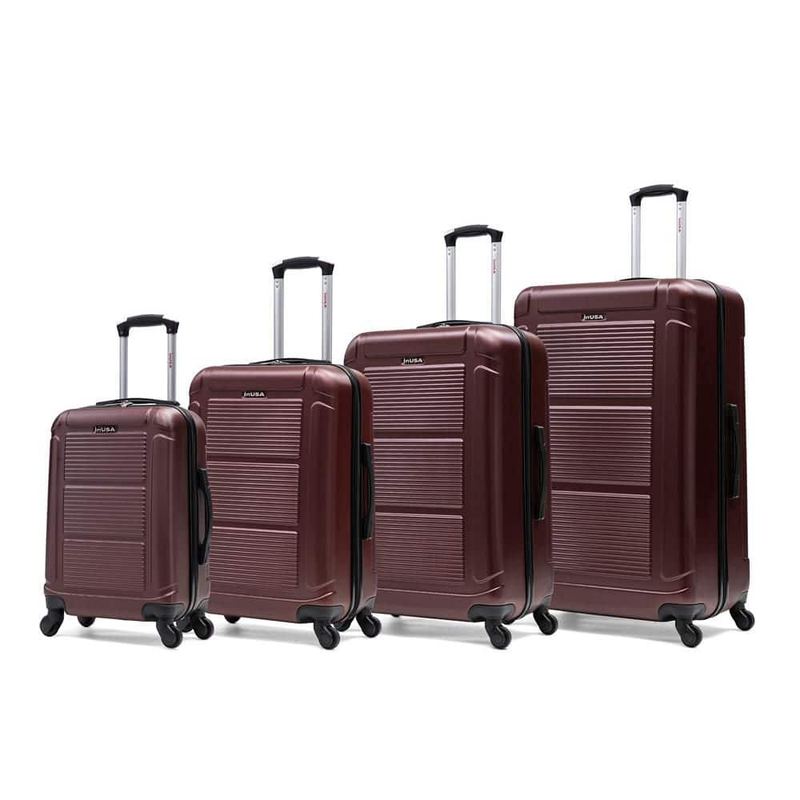 InUSA - Pilot Lightweight ABS Plastic Hardside 4-Pieces Luggage Set 20 in. /24 in. /28 in. /32 in. Wine