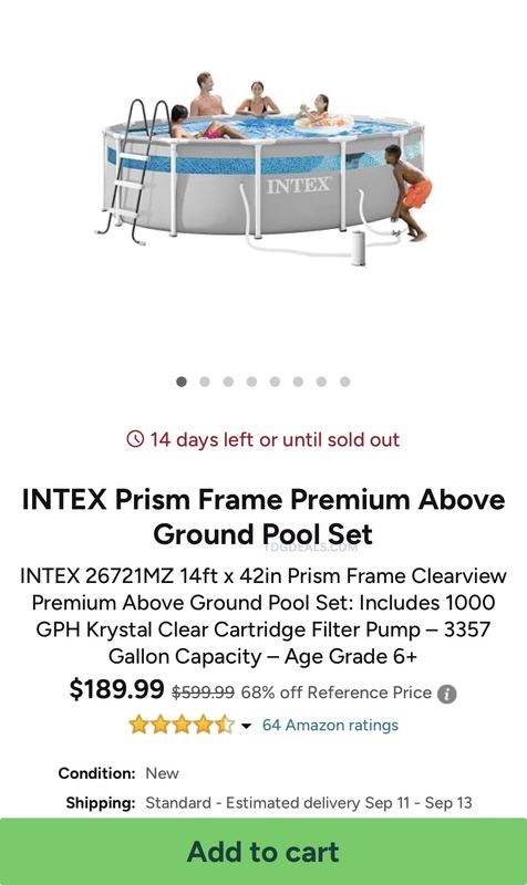 $189.99 INTEX ABOVE GROUND POOL SET