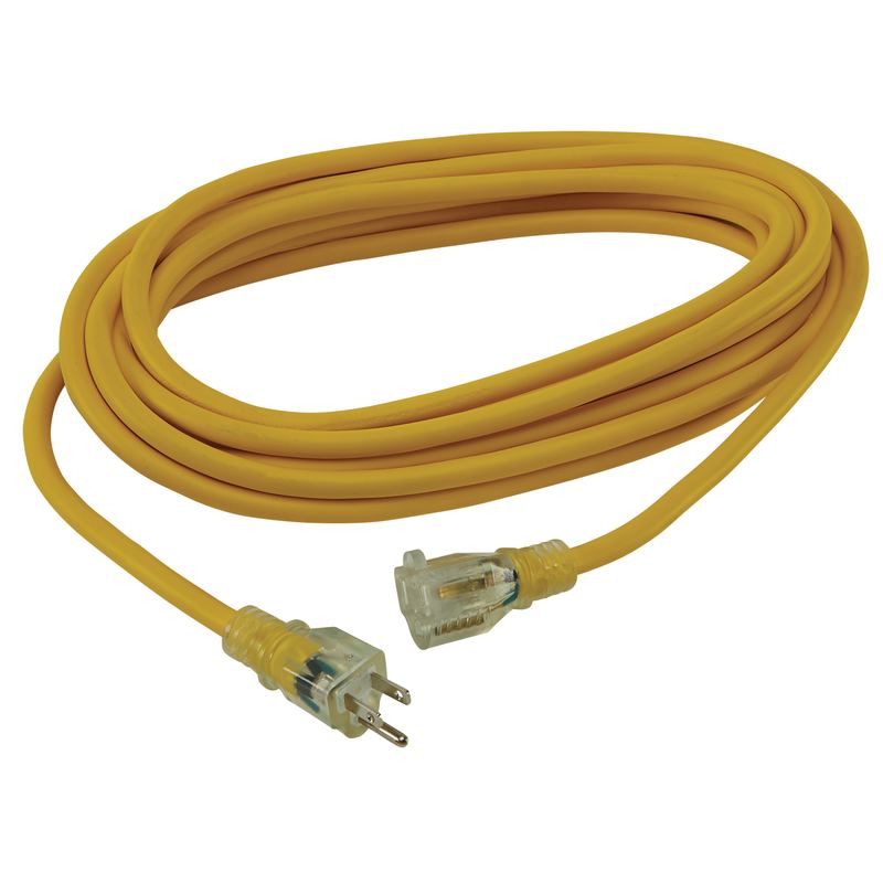 Strongway Outdoor Extension Cord, 12/3 Gauge, 3-Prong Grounded Plug, Extra Heavy Duty, Yellow